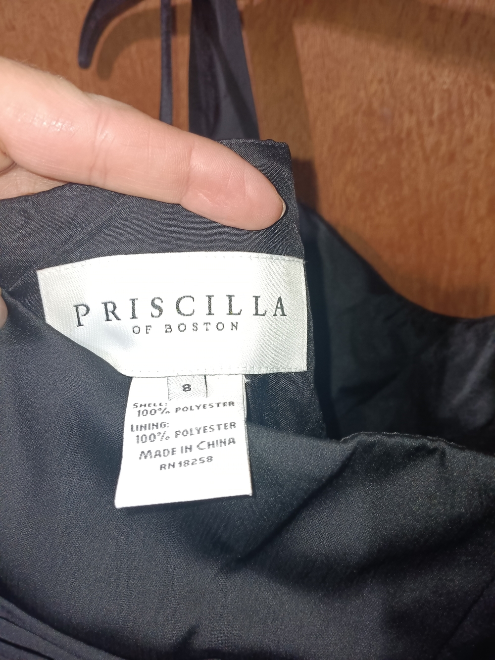 Priscilla of Boston Black Satin-Trim Maxi Dress - Picture 4 of 4